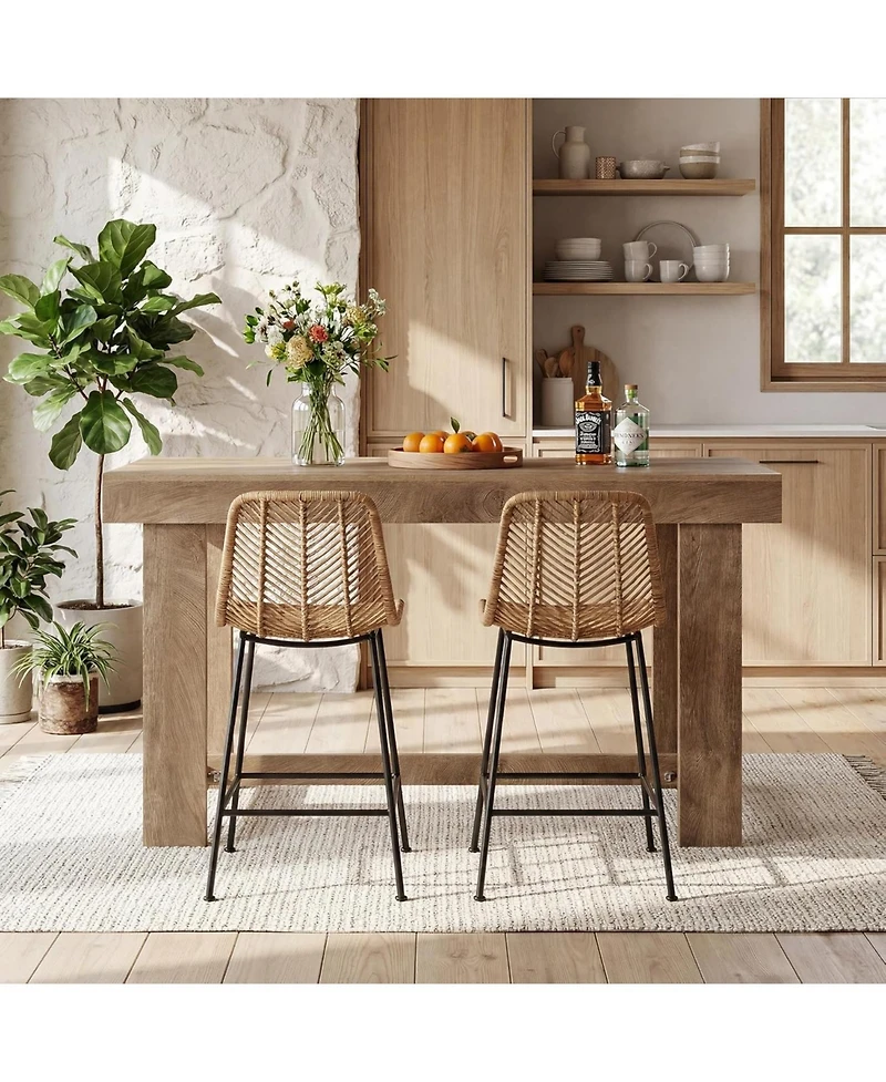 Tribesigns Bar Table, 63-Inch Farmhouse Counter Height Pub Table with Footrest, Kitchen Island, Rectangular Wood-Look High Top Table