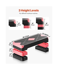 Sevorley Aerobic Exercise Step Platform, 28-Inch Adjustable Fitness Stepper with 4 Risers