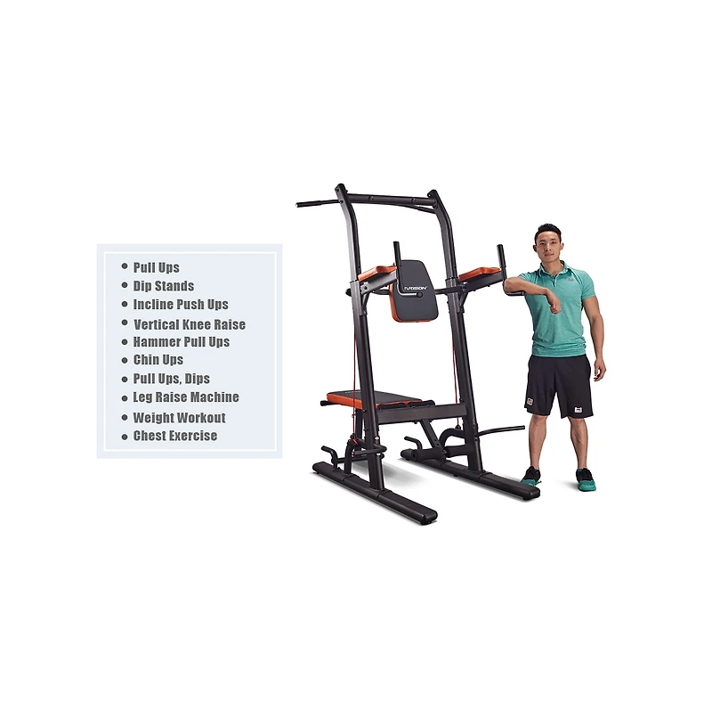 harison Hr-408 Multi-function Power Tower with Bench Home Gym Exercise Equipment