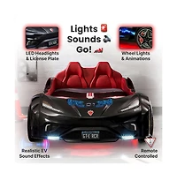 Cilek Kids Room Gts Ev Twin-Size Race Car Bed, - Remote Control, Led Lights, Sound Fx