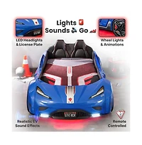 Cilek Kids Room Cilek Gts Ev Twin-Size Race Car Bed, - Remote Control, Led Lights, Ev Sound Fx