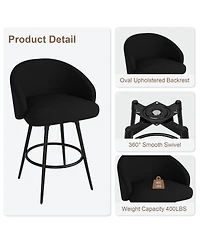 homfan Bar Stools Set of 6, Swivel Counter Height with Back, Polyester Knit Upholstered 25.4 Modern Chair, Metal Frame with Footrest for Kitchen