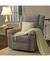 homfan Corduroy Manual Recliner Chair with Pillow Top Arms and Side Pocket, 330 lb Capacity