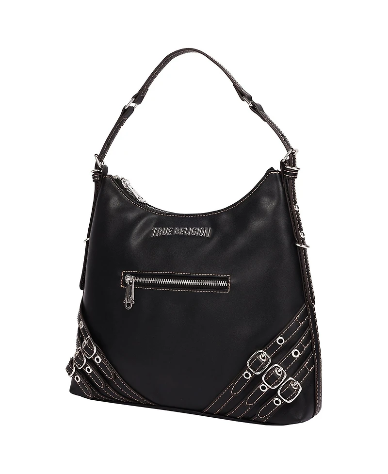 True Religion Women's Triple Straps Large Pu Hobo Bag
