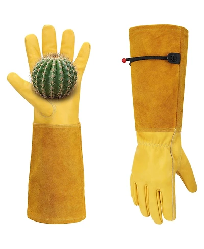 Xdovet Thorn Proof Leather Gardening Gloves Long Sleeve Adjustable Cuff