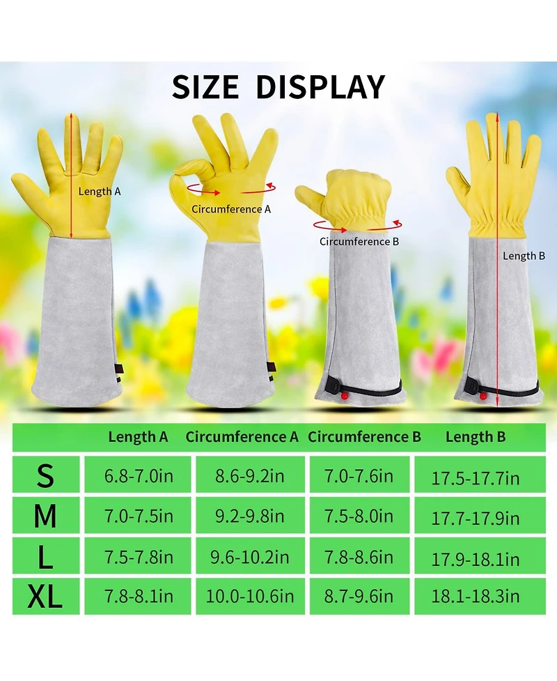 Xdovet Gardening Gloves Leather Thorn-proof Long Sleeve Adjustable Cuff