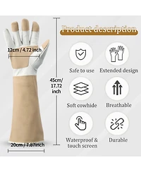 Xdovet Long Gardening Gloves Leather Thorn Proof Durable Heavy Duty