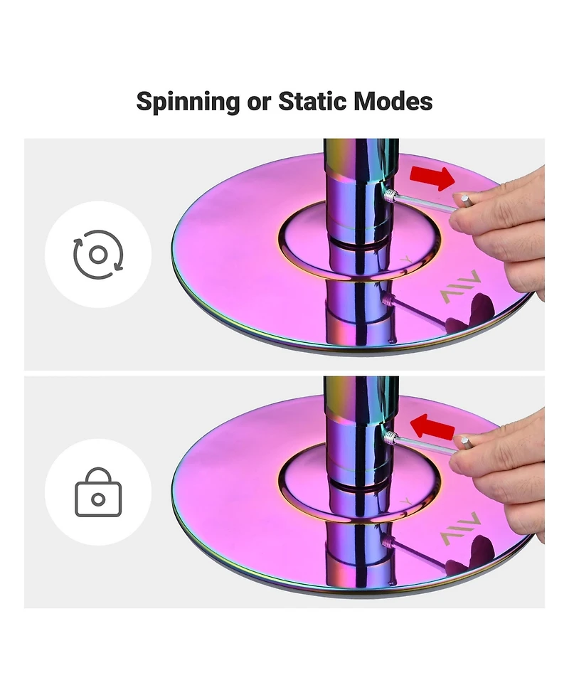 Yescom 3 Pack 9.25 Ft Spinning Static Dancing Pole Kit for Fitness Studio Club Colorful