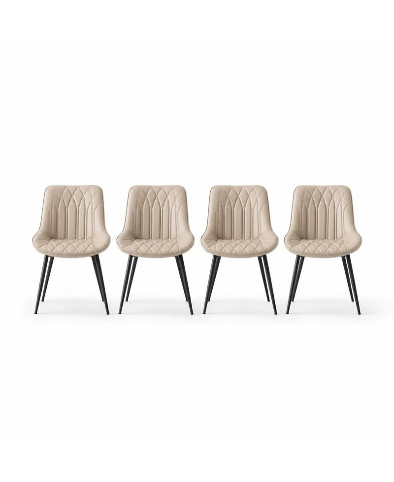homfan Set of 4 Faux Leather Dining Chairs with Thick Cushions and Metal Legs, Modern Upholstered Kitchen Chairs