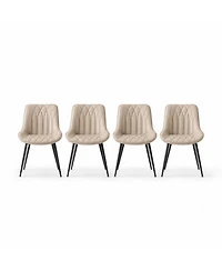 homfan Set of 4 Faux Leather Dining Chairs with Thick Cushions and Metal Legs, Modern Upholstered Kitchen Chairs