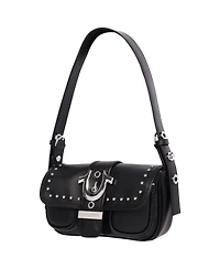 True Religion Women's Smooth Moto Studded Shoulder Bag