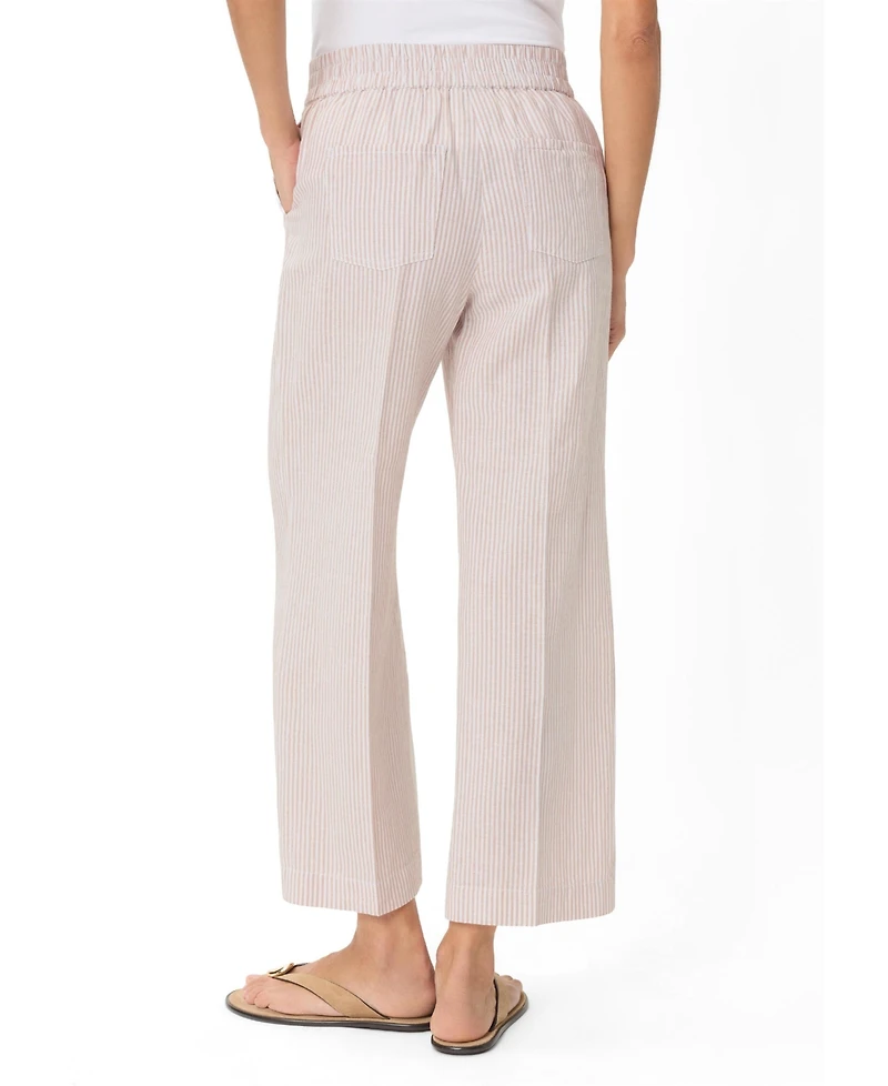 Olsen Women's Stripe Linen-Cotton Cropped Pant