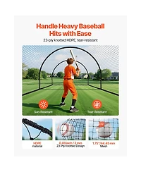 Freestanding Baseball Batting Cage, 19.9 x 12 x 8.2 ft Steel Frame Net with Pitching Machine Opening