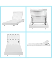 Asagikoiai 6 Position Acacia Solid Wood Outdoor Chaise Lounge with 3 Fold Cushion