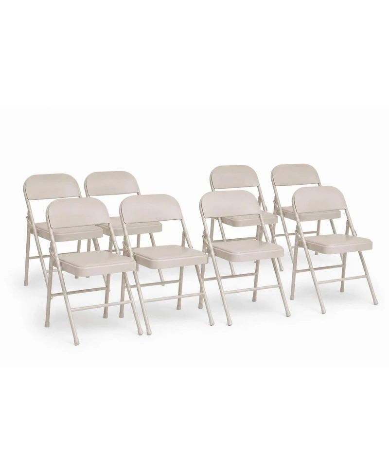 homfan Set of 8 Metal Folding Chairs with Padded Cushion and Back – Durable Steel Frame, Indoor Outdoor Portable Stackable Seat, 350 lb Capacity