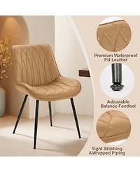 homfan Set of Faux Leather Dining Chairs with Thick Cushions and Metal Legs