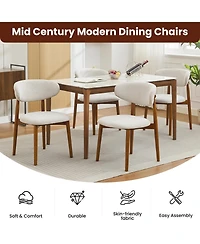 homfan Wooden Dining Chairs Set of 6, Mid Century Modern Fabric Upholstered Dining Room Chair, Farmhouse Kitchen Side Chairs with Wood Legs