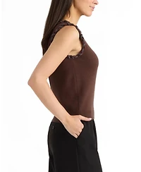Ellen Tracy Women's Braided Trim Sleeveless Sweater