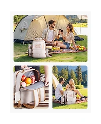 Sevorley Picnic Backpack for 4 with Insulated Cooler, Blanket, Plates and Cutlery Set, 20 L