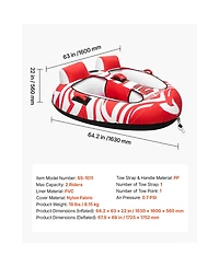 Sevorley 2-Rider Inflatable Towable Tube for Boating, Water Sports Tube with 2 Cockpits, 340 lbs Capacity