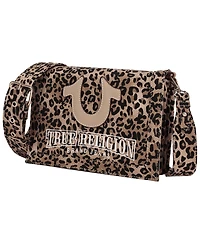 True Religion Women's Bling Logo Leopard Messenger Bag
