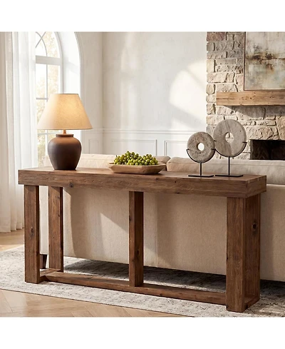 Tribesigns 63-Inch Solid Wood Console Table, Farmhouse Entryway Table with Storage, Narrow Skinny Sofa Table