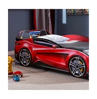 Cilek Kids Room Cilek Spyder Toddle-Size Race Car Bed, Red - Realistic 3D Graphics, License Plate