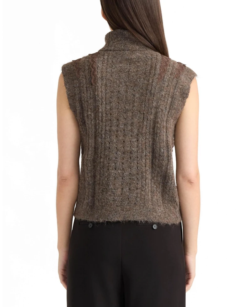 Ellen Tracy Women's Sleeveless Turtleneck Sweater Top