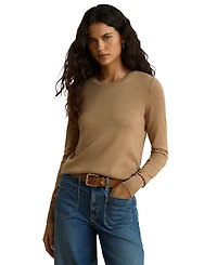 Lauren Ralph Petite Embroidered-Logo Cotton-Modal Sweater