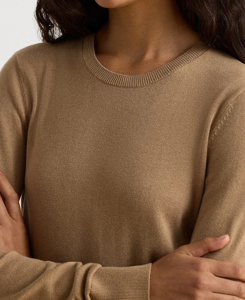 Lauren Ralph Petite Embroidered-Logo Cotton-Modal Sweater