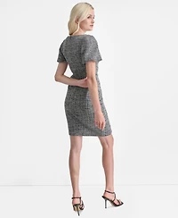 Dkny Women's Short Bubble Sleeve Ruched Sheath Dress