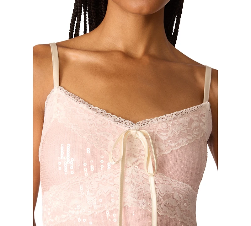 Betsey Johnson Juniors' Sequin & Lace Mini Dress