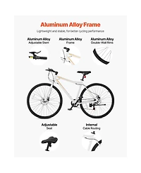 Sevorle 700c Hybrid Bike with 7-Speed, Disc Brakes and Aluminum Frame for Men and Women