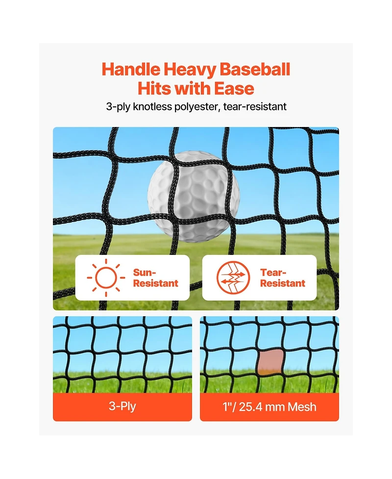 Sevorley Golf Practice Cage, 10 x 10 x 10 ft Hitting Net with Golf and 9-Hole Baseball Targets