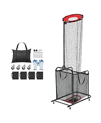 Sevorley Volleyball Setter Training Net with Wheeled Cart, Adjustable Height