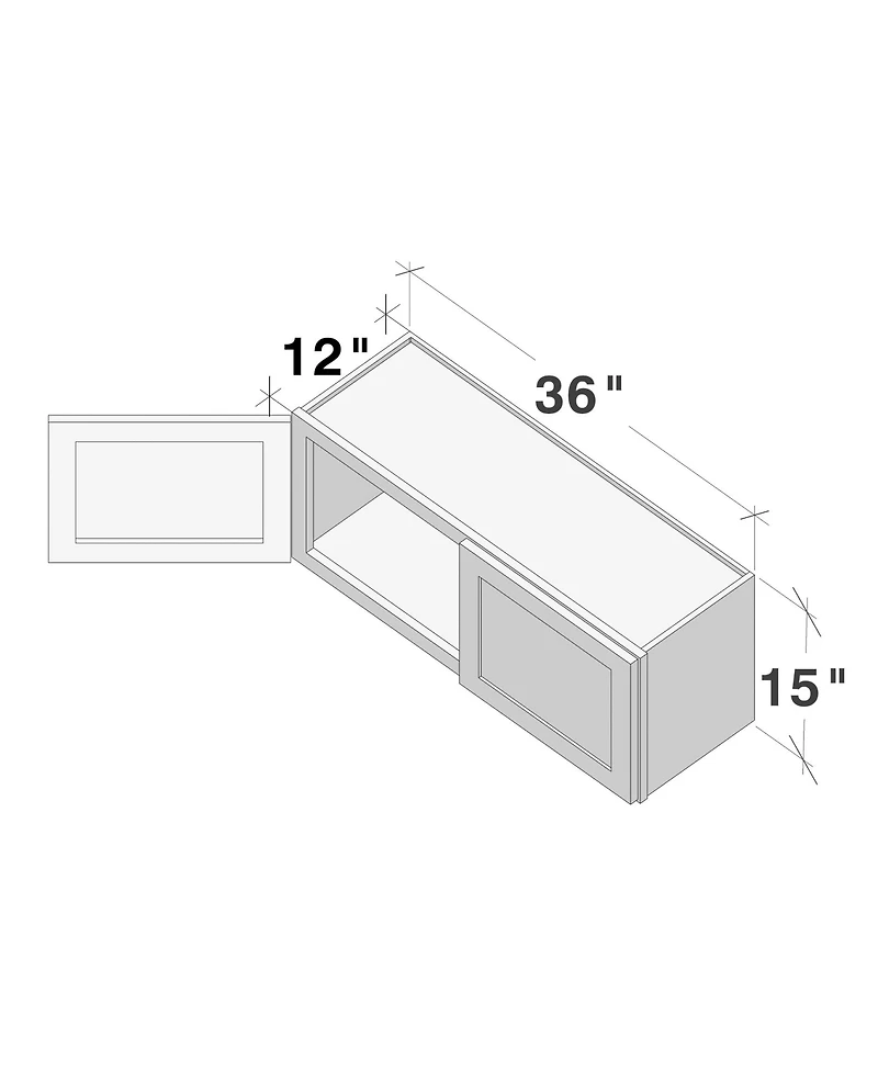 Boyel Living W36" Dove Short Wall Cabinet with Full Overlay Hdf Door for Custom Kitchen or Bathroom