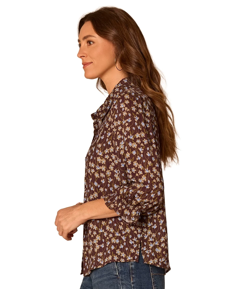 Democracy Petite 3/4-Sleeve Floral Blouse