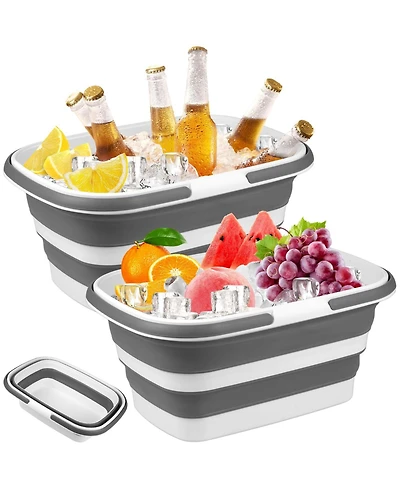 Piscifun 2 Pack Collapsible Ice Buckets Large Capacity Beverage Cooler For Parties And Outdoor Gatherings
