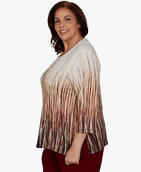 Alfred Dunner Plus Union Square Textured Ombre Squares Top with Necklace