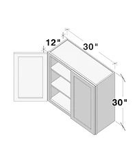 Boyel Living W30" Dove Wall Cabinet with Full Overlay Hdf Door for Custom Kitchen or Bathroom