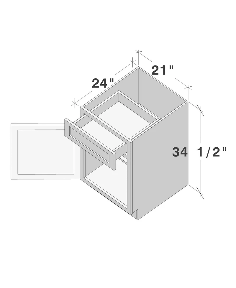 Boyel Living 21" W Standard Base Cabinet, Ready to Assemble Kitchen Cabinet with Solid Wood Frame, Soft-Close Slides and Hinges