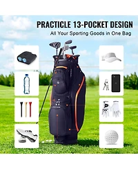 Sevorley 14-Way Golf Cart Bag with 13 Pockets, Dust Cover and Detachable Straps