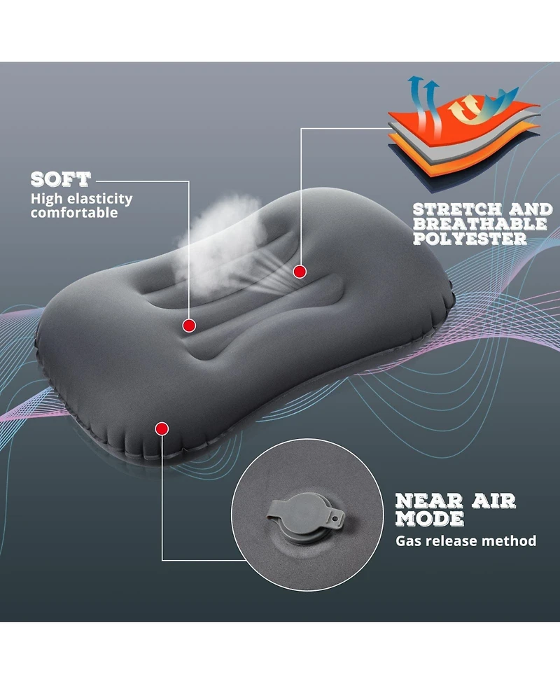 Piscifun 3 Pack Inflatable Camping Travel Neck Support Pillow Ultralight Portable