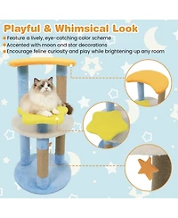 Hongge 29 Inch Modern Cat Tree with Star and Moon Platforms and Jute Scratching Posts