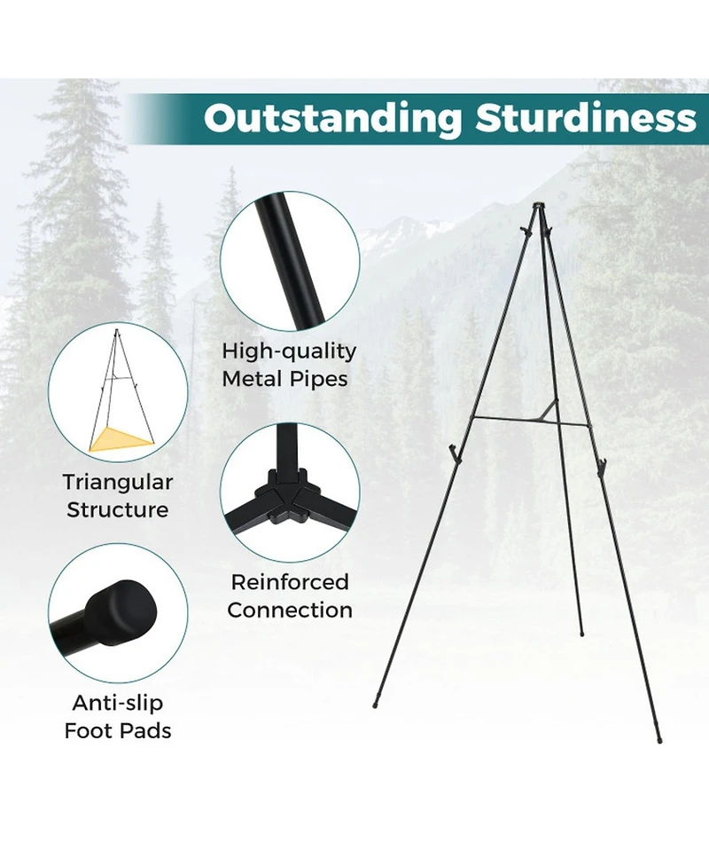 Hongge Set of 6 Metal Tripod Display Easel Stands with Adjustable Card Slots and Carry Bags