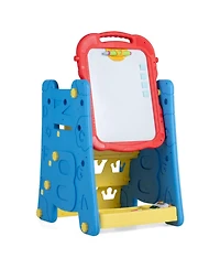Hongge 4-in-1 Kids Art Easel with Magnetic Whiteboard Chalkboard and Bookshelf