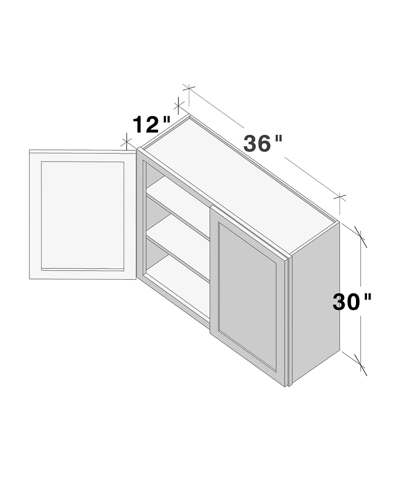 Boyel Living W36" Dove Wall Cabinet with Full Overlay Hdf Door for Custom Kitchen or Bathroom
