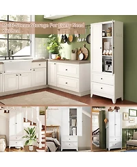 Boyel Living Pantry Storage Cabinet Steel Adjustable Shelves Drawers Rust Resistant