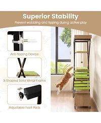 Hongge 73 Inch Multi-Level Cat Tree with Elevated Perch Large Condo and Metal Frame