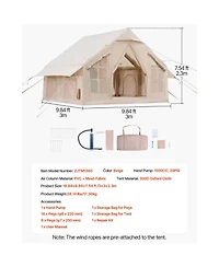Sevorley Inflatable Camping Tent, 4-6 Person 4-Season Glamping Tent with Stove Jack